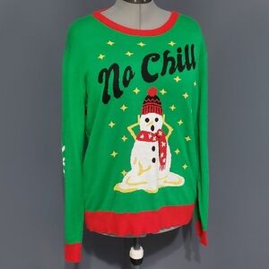 Ugly Christmas Sweater Snowman Green Red No Chill
